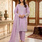 Pakistani Embroidered 3Pcs Cotton Lawn Set Lavender