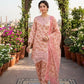 Pink Embroidered 3Pcs Cotton Lawn Suit with Organza Dupatta