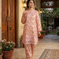 Pink Embroidered 3Pcs Cotton Lawn Suit with Organza Dupatta