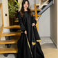 Black Long Flare Sharara Set with Lace Dupatta